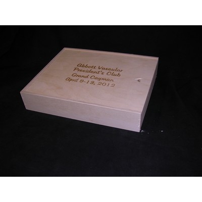 Wooden Box with Sliding Lid - 6.5" x 6.5 x 5" ID - Custom engraving - Birch with thumb open