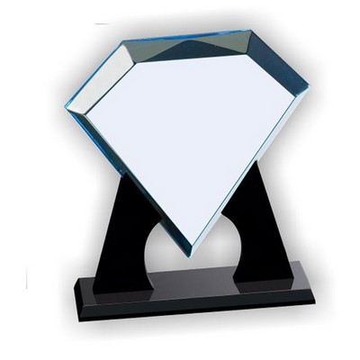 Blue Corporate Acrylic Diamond Award, Medium, (10-3/4"x10-3/4"x3/4")