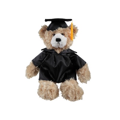 soft plush Beige Brandon Bear with graduation cap &gown