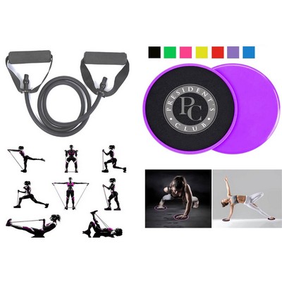 Kidder Exercise Band + Fitness Sliders (Purple)