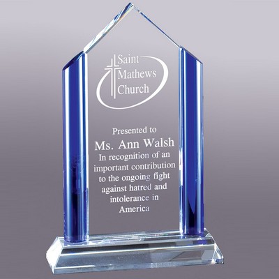 Optical Crystal Award w/Blue Trim (9" x 6")