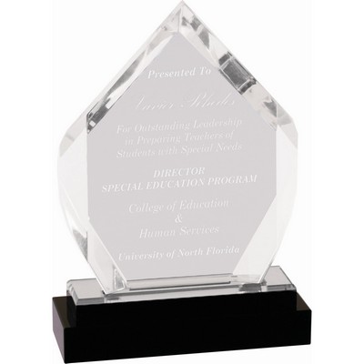 7" Silver Fusion Diamond Impress Acrylic Award with Black Glass Base