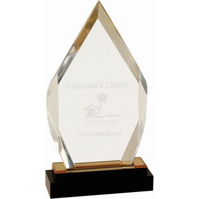 9" Gold Fusion Diamond Impress Acrylic Award with Black Glass Base