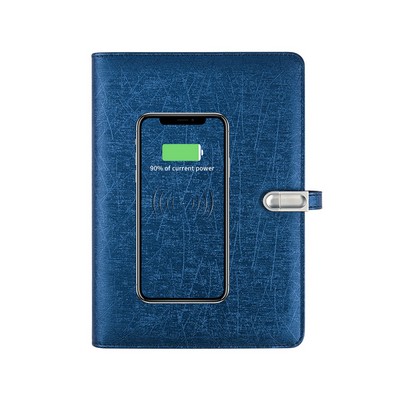 Portable Gift For Any Business Scenarios! Diary Notebook W/ 8000Mah Power Bank And Wireless Charger