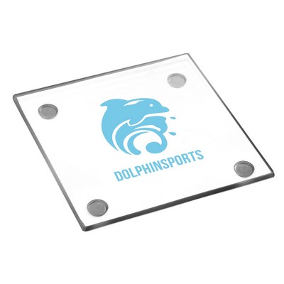 4" Glass Square Coaster (1 Color Imprint)