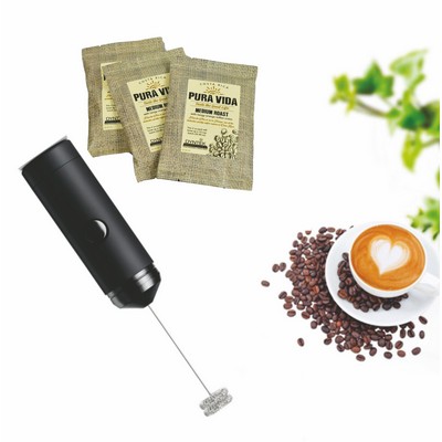 Coffee Lover Kit-w/Craft Roasted Coffee Grounds And Milk Frother