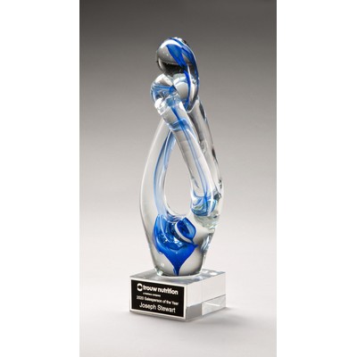 Contemporary Art Glass Sculpture with Blue Accent Award