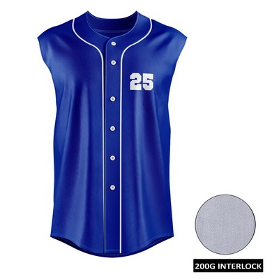 Men's And Kids' Full Sublimation Full Button Front Sleeveless Baseball Jersey - Interlock