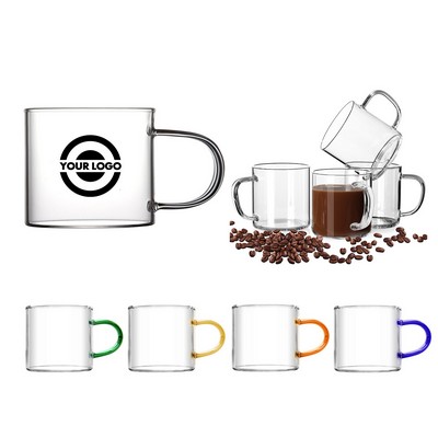 4 Oz Glass Coffee Mug With Colorful Handle