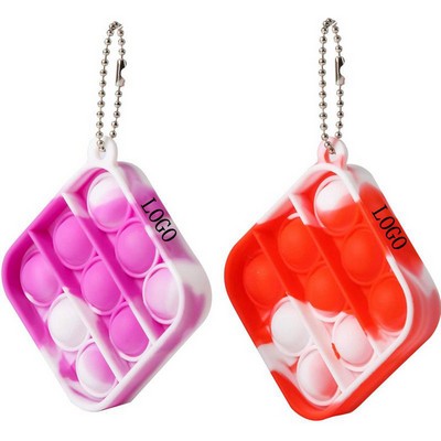 Square Rainbow Push Pop Bubble Toy Keychain