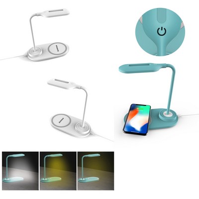 Multi-Functional 3-level Brightness Touch Control Flexible LED Desk Lamp W/Wireless Charger