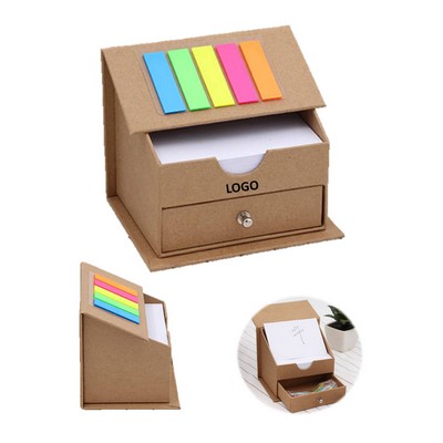 House Shape Sticky Notes Drawer Box With Paper Clip