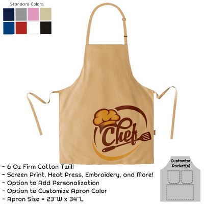 Cotton Twill Bib Apron - 23"W X 34"L