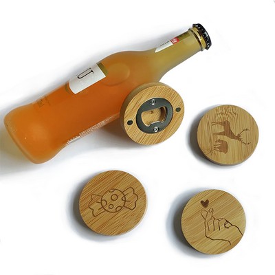 Laser Engraved Bamboo Bottle Opener Fridge Magnet