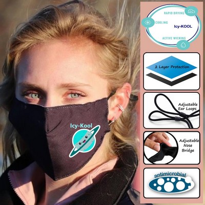 2-Ply Icy Cool Face Mask w/Adjustable Ear Loops - Icy-KOOL Cooling Material