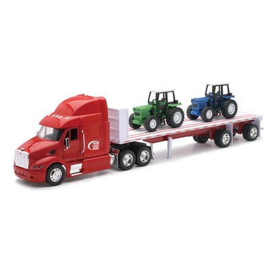 1:32 Scale Peterbilt 387 Flatbed W/ Farm Tractors (u)