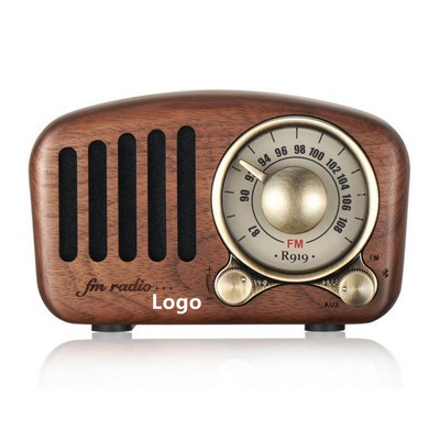 Walnut Wooden Retro Bluetooth Speaker,FM Radio with Old Fashioned Classic Style