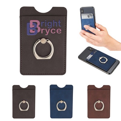 PU Leather Phone Wallet Card Holder With Ring Stand