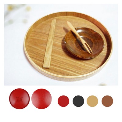 Round Wood Serving Tray For Eating