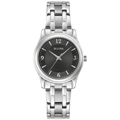 Bulova Ladies' Stainless Steel Watch with Black Dial