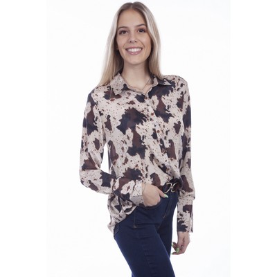 Honey Creek Poly Crepe Blouse w/Western Back Yoke