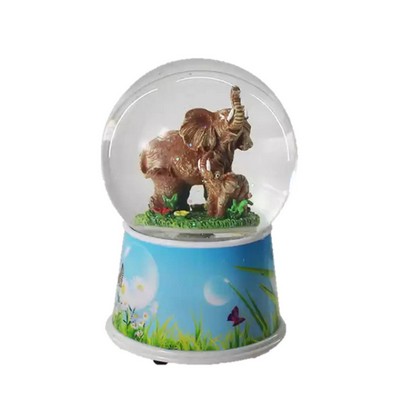 Custom Resin Elephant Musical Snow Globe