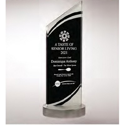 Zenith Series Black Silk Screened Glass w/Frosted Accent On Heavy Aluminum Base