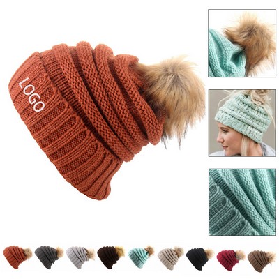 Knit Pom Beanie Hat