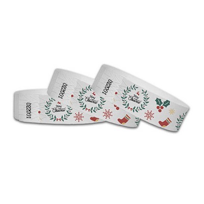 3/4" wide x 10" long - 3/4" Christmas Multi-Color Wristbands Printed 1/0