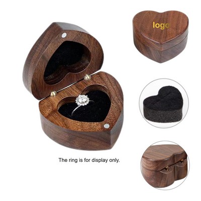 Heart Shape Wood Ring Box