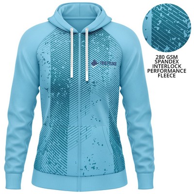 Women's 280 GSM Spandex Interlock Fleece Sublimation Zipper Hoodie with pocket