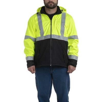 Berne Apparel Men's Tall Hi-Vis Class 3 Hooded Softshell Jacket