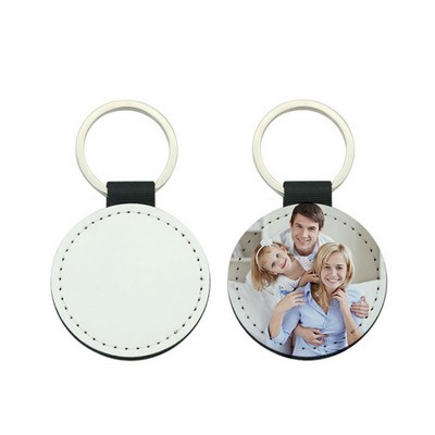 Round PU Key Chain with Metal Ring