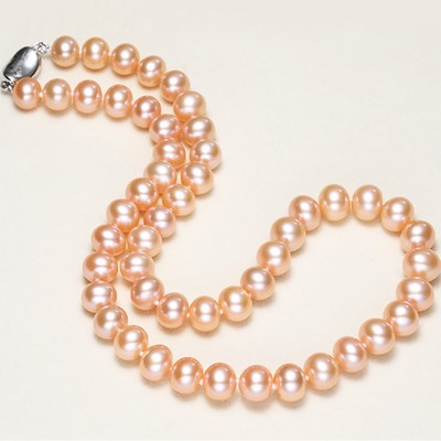 7-8mm Real Pearl Necklace Mother's Day Gift Pink Beads Jewelry Necklace Freshwater Pearl