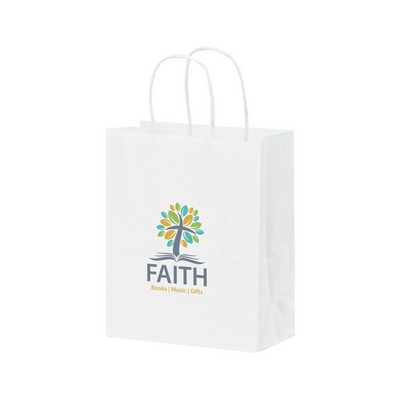 White Kraft Shopper with Full Color Digital Print (8 x 5 x 10 1/4)