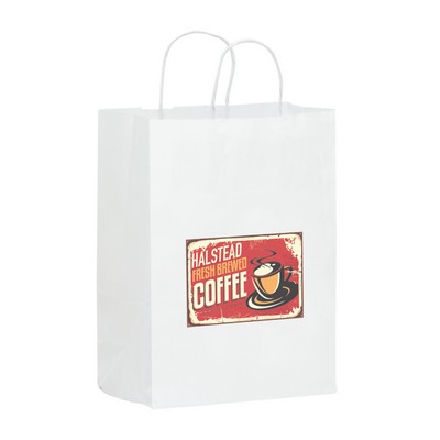 White Kraft Shopper with Full Color Digital Print (10 x 5 x 13)