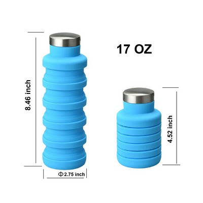 17 Oz. Silicone Collapsible Water Bottle