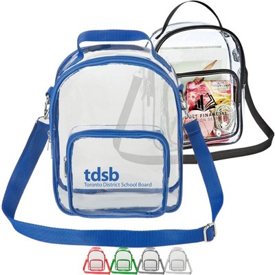 Stadium Approved Clear PVC Crossbody Shoulder Sports Bag (9.8"x7.9"x3")