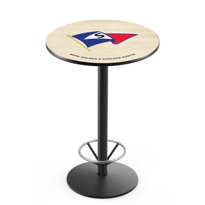 42" Tall, 36" Round Top Pub Table w/Black Finish, Round Base, and Optional Foot Ring