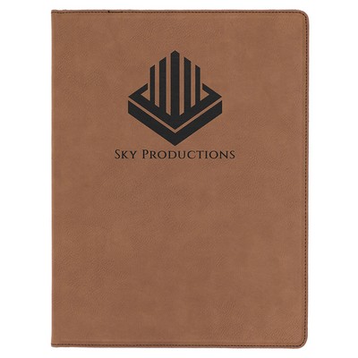 9 1/2" x 12" Dark Brown Laserable Leatherette Portfolio with Notepad