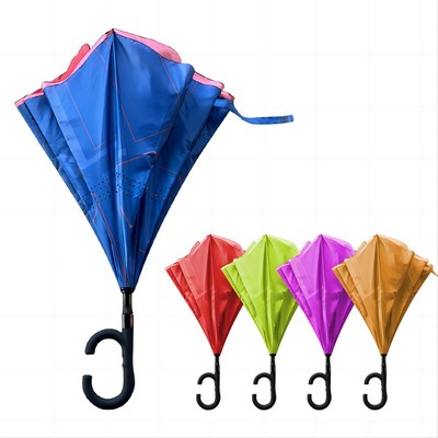 Double Layer C Shape Handle Reverse Umbrella