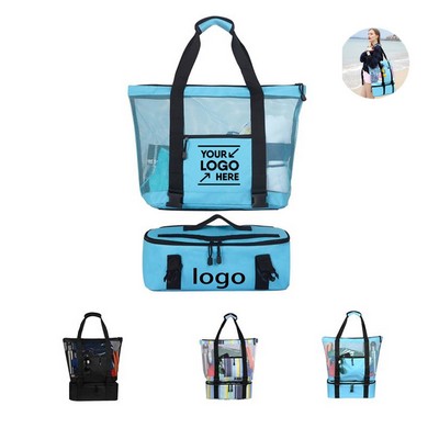 Convertible Mesh Beach Bag, Spacious & Detachable