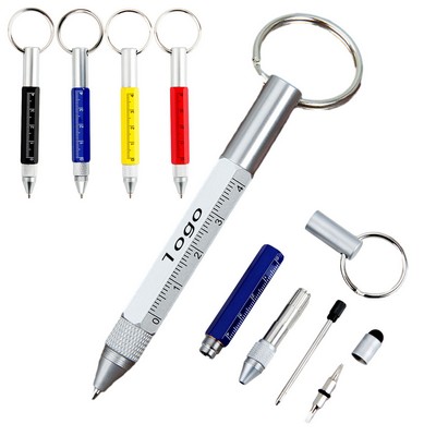 6 In 1 Multifunction Key Ring Tech Tool Pen