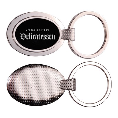 Oval Shaped Metal Key Chain with Reflective Finish