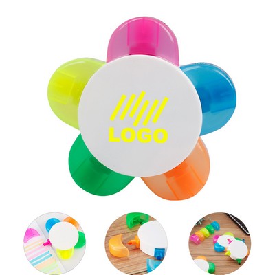 5-In-1 Flower Shape Highlighter Pens