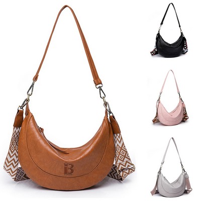 PU Leather Crescent Shoulder Hobo Purses for Women