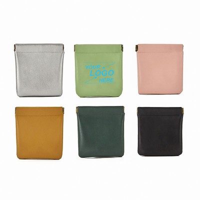 PU Leather Earphone Coin Pouch with Snap Closure