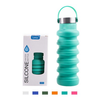 Compact 17 Oz Retractable Silicone Water Bottle