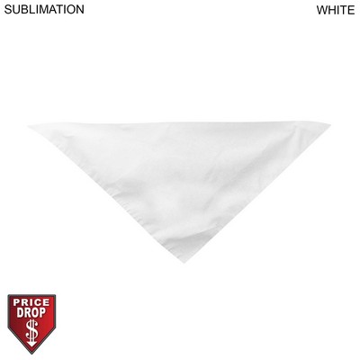 Medium Dog Bandana, 19x19x27, Stitched Edges, White, Blank Only