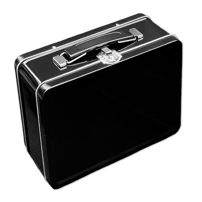 Retro Tin Lunch Box Small-No Logo Black, White, Silver